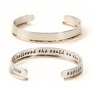Graduation Gifts / Graduation Gifts for Her / Gifts / SHE BELIEVED She Could So She Did / Inspirational Bracelet / Cuff Set / Graduation