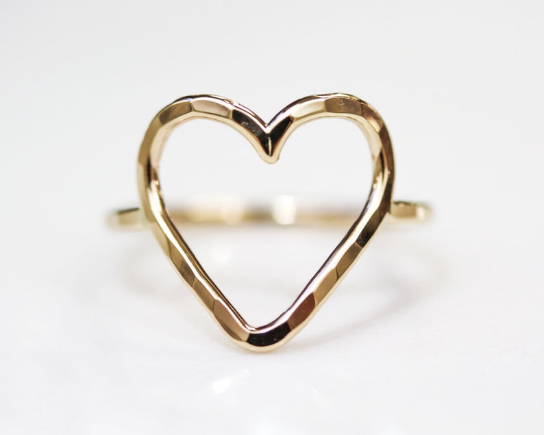 Heart Ring / Gift for Girlfriend / Simple Rings / Open Heart Ring / Open Heart / Anniversary Gift / Heart Ring Gold / Silver Heart image 3