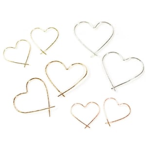 Heart Earrings / Simple Earrings / Heart Hoop Earrings / Love Jewelry / Heart Earrings Gold / Heart Earrings Silver / Heart Hoops / Gift
