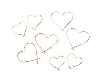 Heart Earrings / Simple Earrings / Heart Hoop Earrings / Love Jewelry / Heart Earrings Gold / Heart Earrings Silver / Heart Hoops / Gift