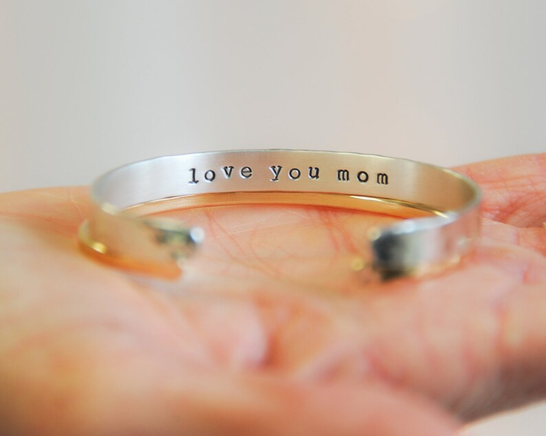 Personalized Gifts for Mom / Mothers Day Gift / Love You Mom / Meaningful Gift For Mom / Personalized Cuff Set / Mom Bracelets From Daughter image 9