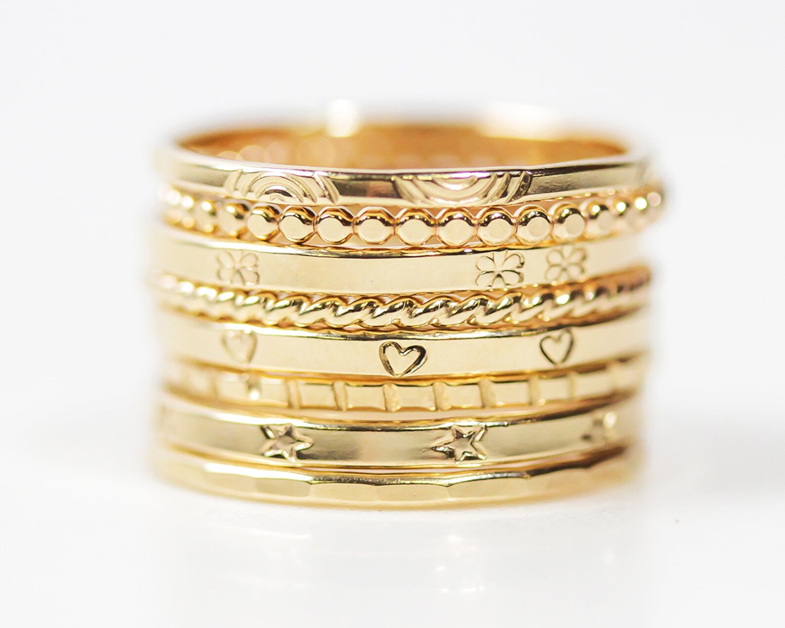 Stacking Rings / Textured Stacking Rings / Gold Rings / - Etsy