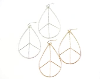 Earring Set / Earrings For Women / Peace Jewelry / Peace Earrings / Handmade Earrings / Gold or Silver Earrings / Teardrop Earrings