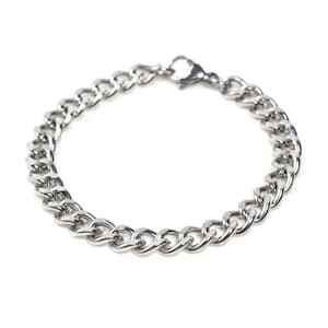 cuban chain bracelet / stainless steel bracelet / chain link bracelet / men&#39;s jewelry / gift for him / silver chain bracelet / curb chain