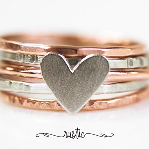 Heart Ring Set / Stacking Rings / Mothers Day Gift / Stackable Rings ...