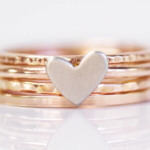 Stacking Rings / Heart Ring / Rose Gold Stacking Rings / Anniversary ...