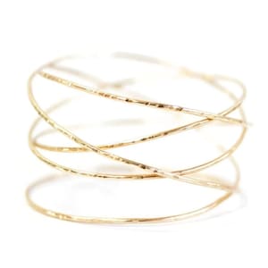 Gold Bangle Bracelet Wrap: Organic Textured Design, Handmade Bold Bracelet (Nu Gold & German Silver, Multiple Sizes)