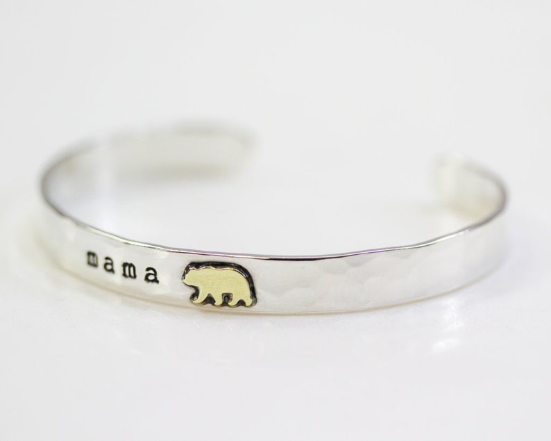Mama Bear Cuff Mama Bear Bracelet Mother/'s Day Gift Gift For Mom Mama Bear Sterling Silver Bracelet Mom Bracelet Brass Cuff