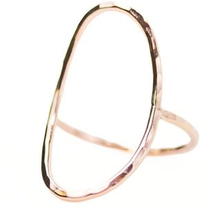 Open Oval Ring Bold Minimalist Jewelry | Oversized Negative Space Band, Lightly Hammered Texture | Sterling Silver, Rose Gold Filled, Gift