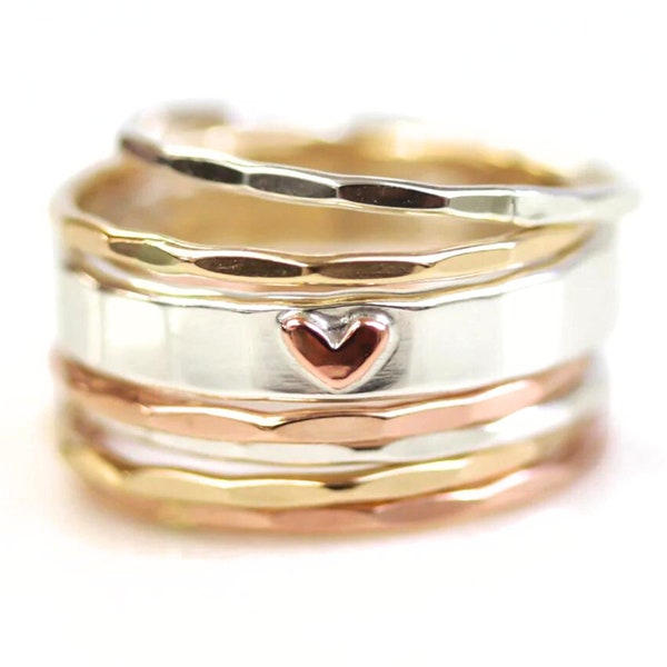 Mom Gift / Mothers Day Gift / Stacking Rings / Heart / Birthday Gift / Stackable Rings / Gift / Gift for Her / Wife Gift / Anniversary Gift