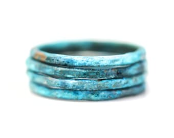 Stacking Rings / Patina Rings / Patina Jewelry / Stackable / Blue Ring / Blue Jewelry / Patina / Colorful Stacking Rings / Gifts / Blue