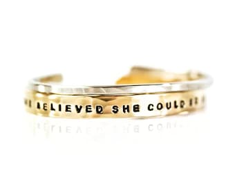 She Believed She Could So She Did / Graduation Gift For Her / Cuffs / Gift for Her / Cuff Set / Inspirational Gift / Graduation Gifts