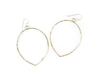 Simple Hoops / Hoop Earrings / Hammered Fine Metal TEARDROP Earrings / Textured Simple Earrings / Yellow or Rose Gold or Sterling Silver