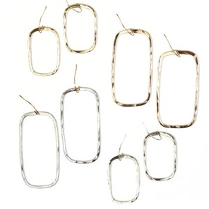Rectangle Hoops / Organic Hoops / Rectangular Earrings / Bold Earrings / Oblong Rectangular / Handmade Earrings / Rectangular Hoop Earrings