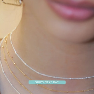 Satellite Choker / Delicate Choker / Minimal Jewelry / Layering Necklace / Bead Chain Choker / Gold Layering Necklace / Silver Chain