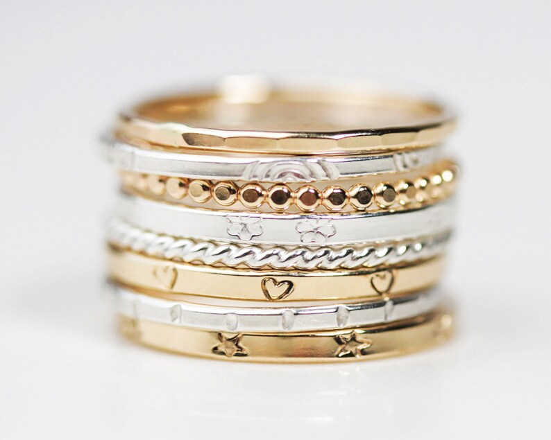Stacking Rings / Textured Stacking Rings / Gold Rings / - Etsy