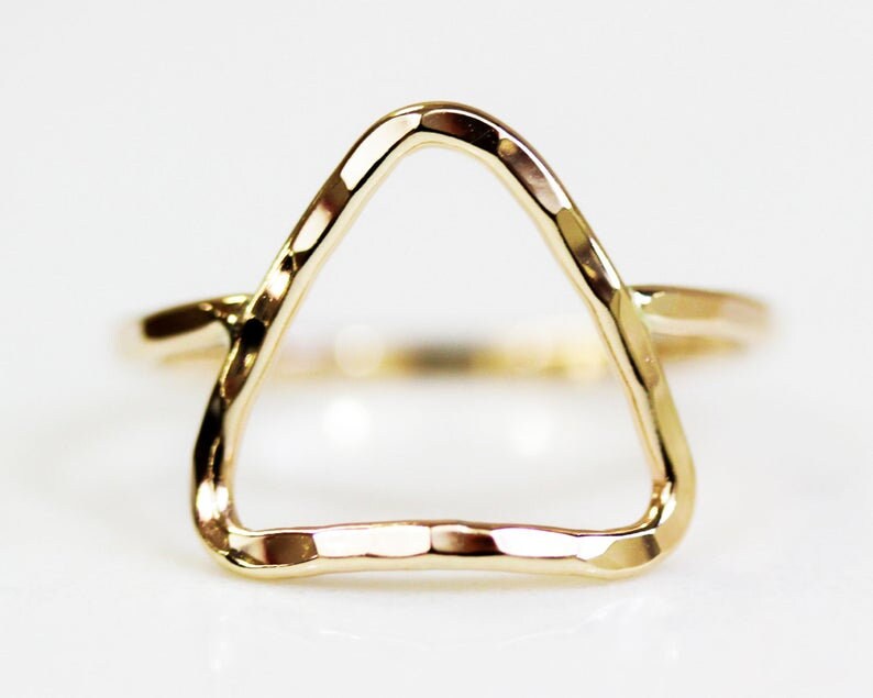 Triangle Ring / Simple Ring / Simple Delta Ring / Open Delta Ring / Gold or Rose or Silver Simple Ring / Boho / Chic / Simple Ring imagem 5