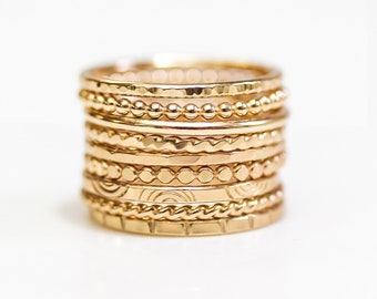 Textured Stacking Rings / Stacking Rings / Gift For Her / Mothers Day Gift / Gold or Silver Stacking Rings / Simple Rings / Textured Rings