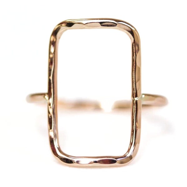 Rectangle Ring / Open Rectangle Ring / Gift for Her / Open Ring / Gold or Rose or Silver Simple Ring / Boho / Chic / Simple Ring