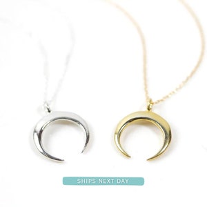 crescent moon necklace / moon necklace / crescent moon / sterling silver moon / gold moon / celestial jewelry / silver moon / gold moon