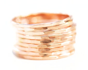 Rose Gold Ring / Stacking Rose Gold / Simple Stacking / Hammered Rings / Delicate Rings Simple Jewelry / Handmade Jewelry