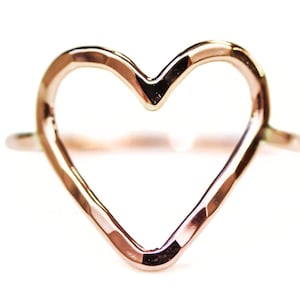 Open Heart Ring | Hammered Minimalist Jewelry | Gold Filled or Sterling Silver | Love Gift