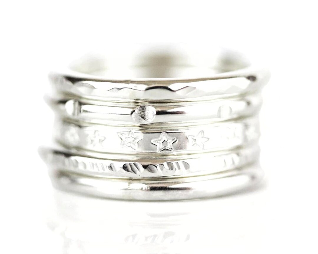 Textured Stacking Rings in Sterling Silver / Go Boldly Textured Rings ...