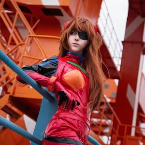 Anime EVA Asuka Langley Soryu Long Orange Heat Resistant Hair
