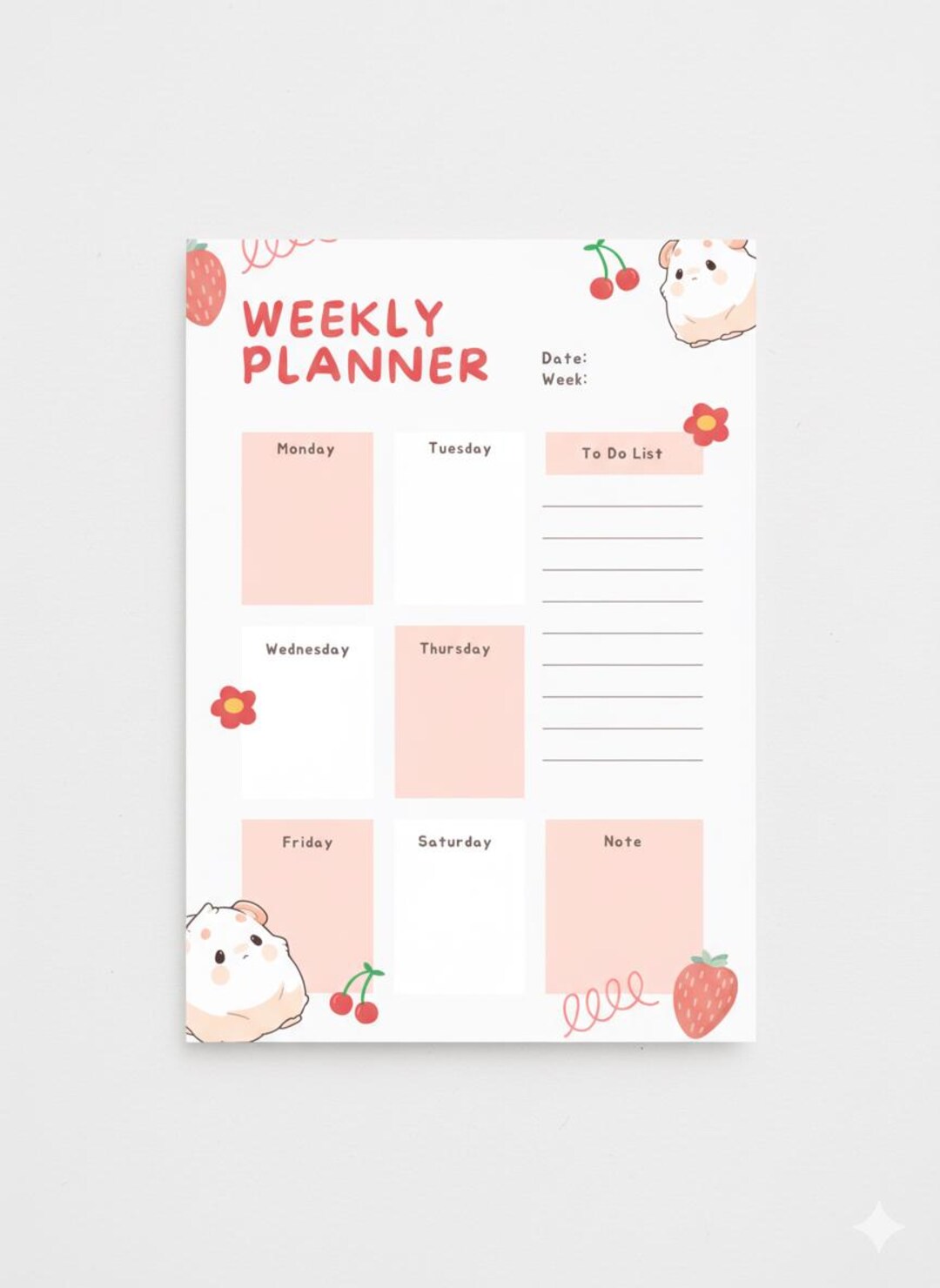 Cute Weekly Planner | Printable PDF | Kawaii Pastel Organizer | A4 ...