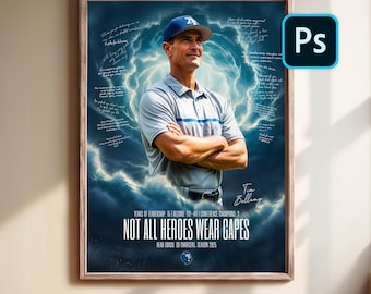 Editable Sports Poster Photoshop Template: Design for Coach, Dad, Teacher, Brother, Senior Night