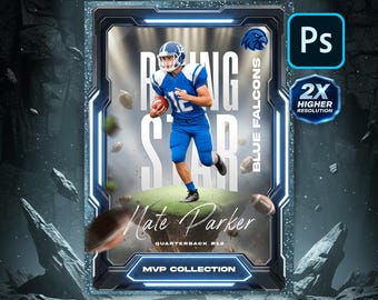 Custom Football Trading Card Template: Editable Sports Card Design (PSD)