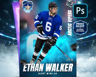 Hockey Trading Card Template: Editable Photoshop Sports Card 2.5x3.5" with bleeds (PSD)