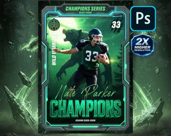 Custom Football Trading Card Photoshop Template: Editable Sports Card Design (PSD)