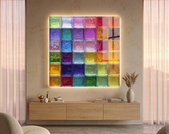 Prism Block Acrylic Print - Modern Geometric Wall Art - Vibrant Mosaic Light Decor - Contemporary Abstract Gift for Home or Office