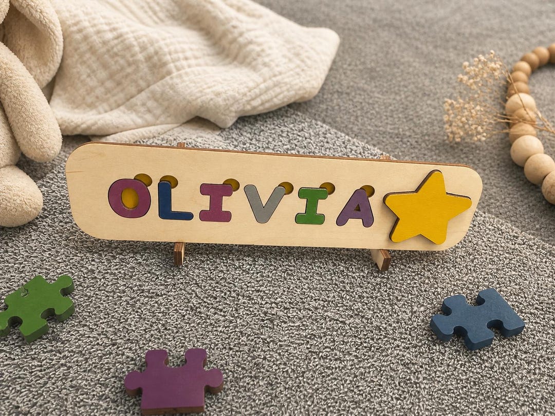 Personalized Wooden Name Puzzle for Toddlers – Custom Baby Name Puzzle ...