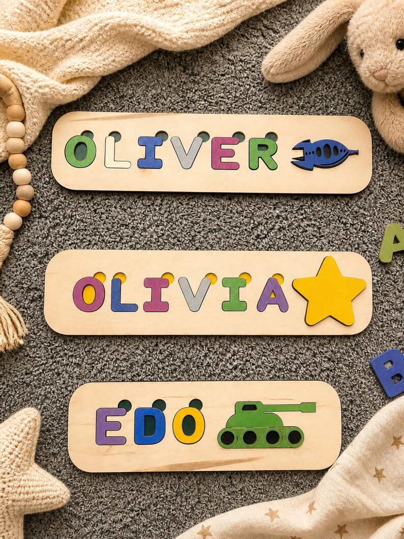 Personalized Wooden Name Puzzle for Toddlers – Custom Baby Name Puzzle ...