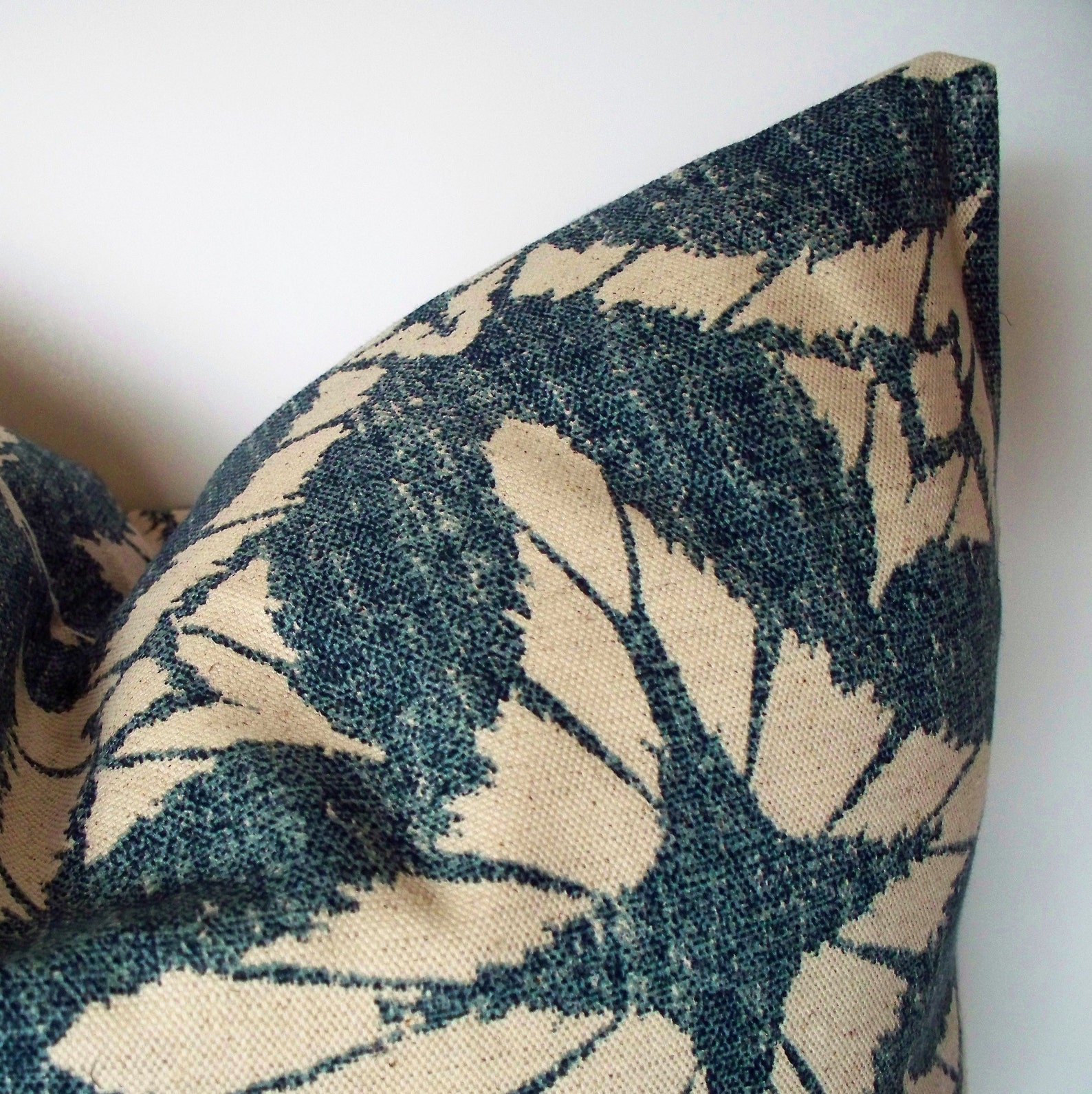 Denim Blue Pillow Ikat Pillow Cover Chambray Pillow Cover Etsy