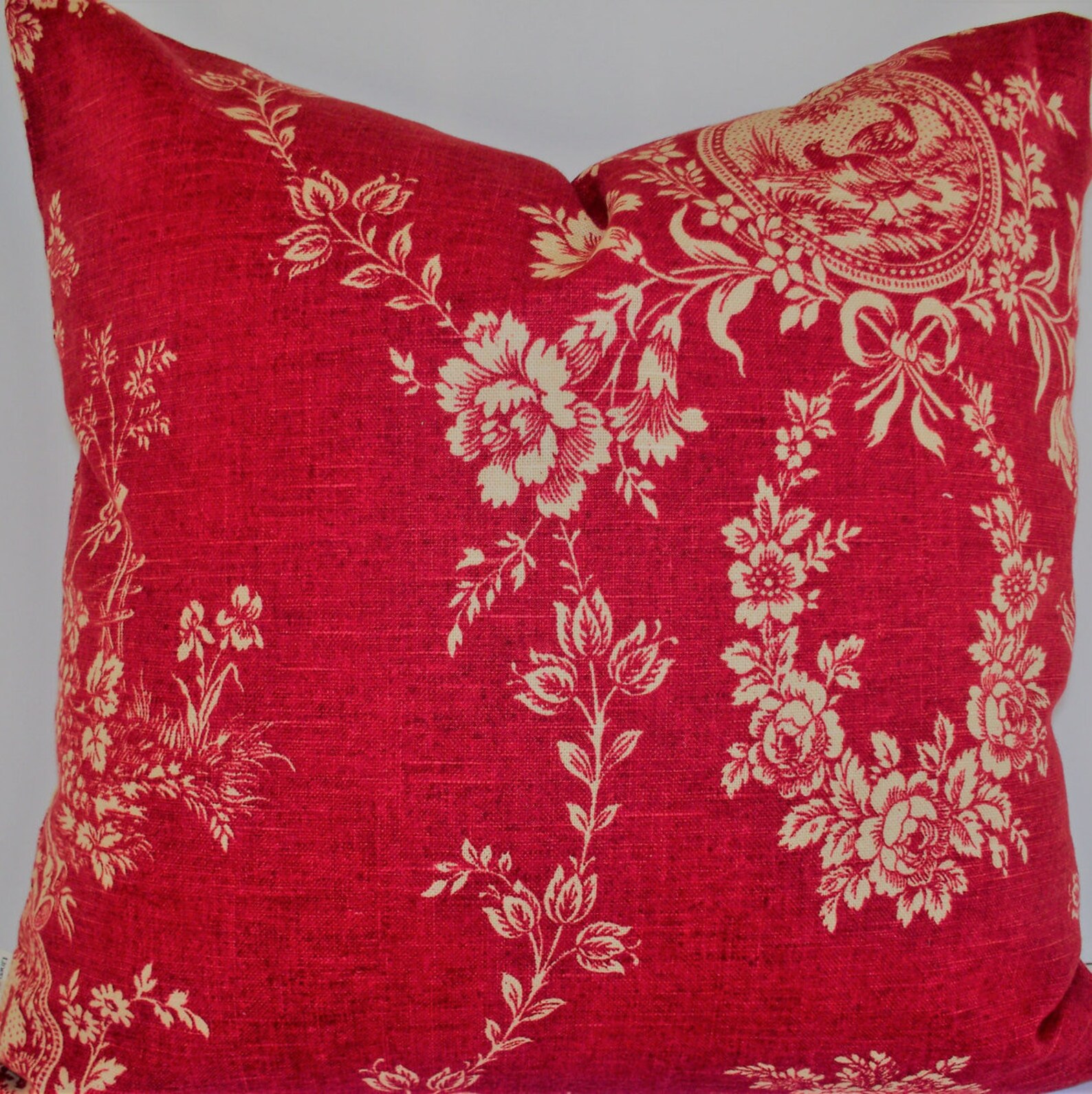 Red Toile Pillow French Country Toile Pillow Cover Waverly Etsy
