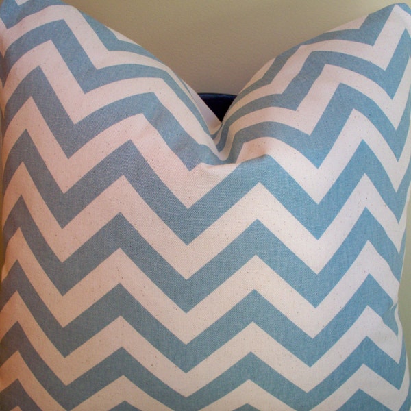 Decorative Pillow Blue Zig Zag Chevron Throw Pillow Accent Pillow 18"
