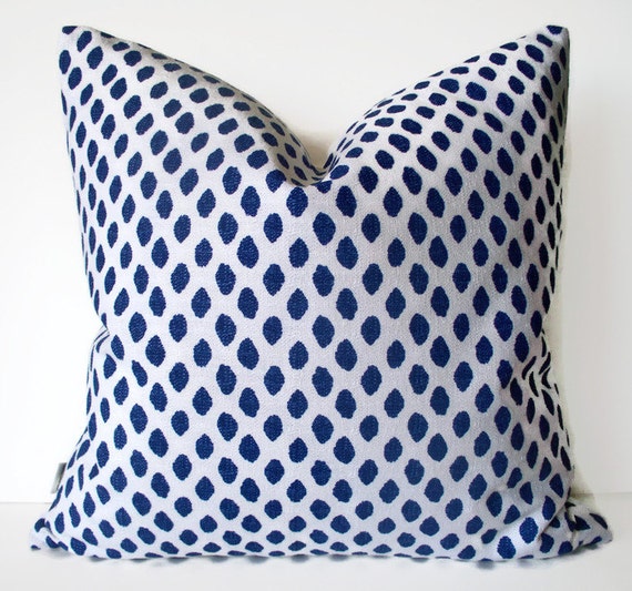 Navy Dots Pillow Indigo Blue Dots Pillow Cover Ikat Dot Etsy