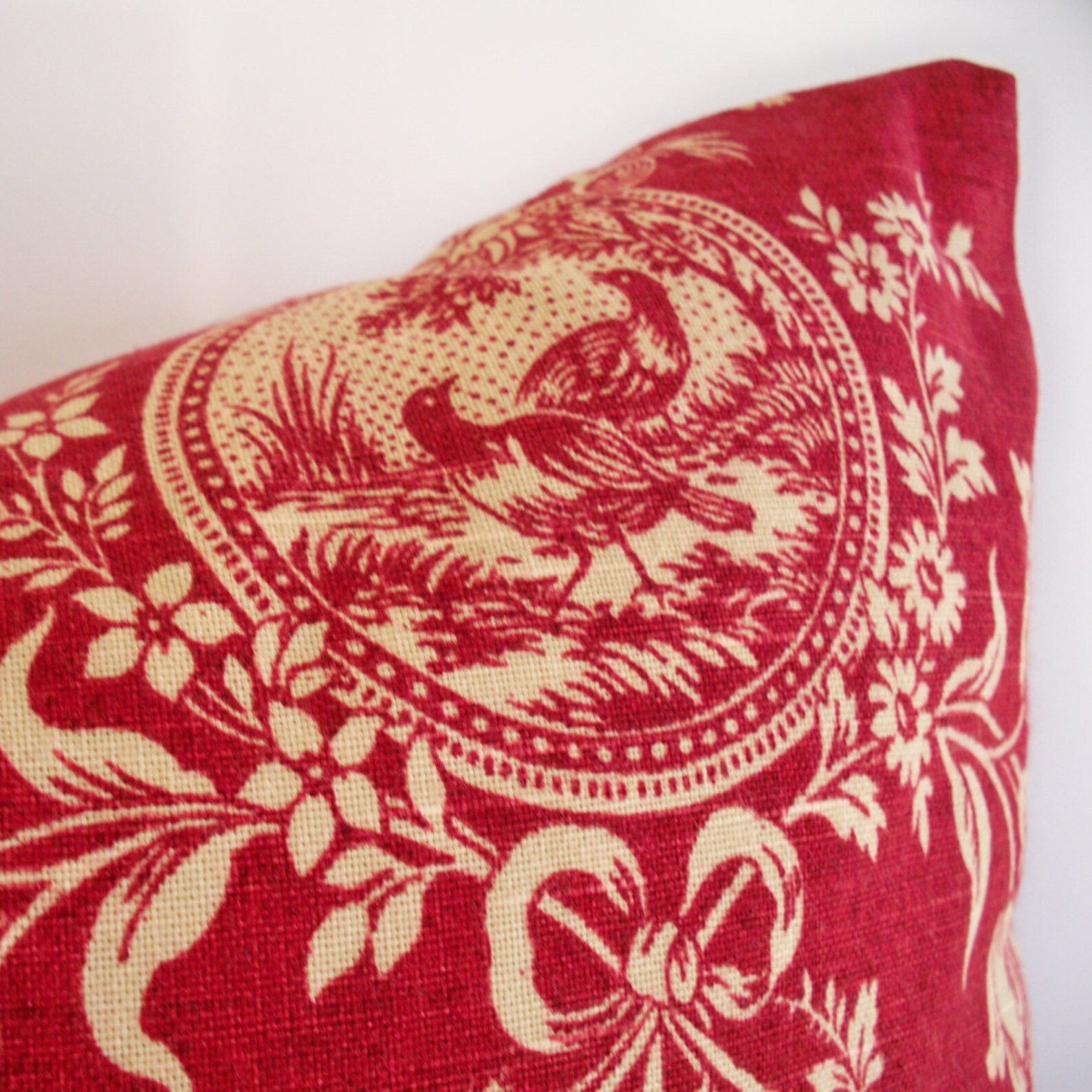 Red Toile Pillow French Country Toile Pillow Cover Waverly Etsy