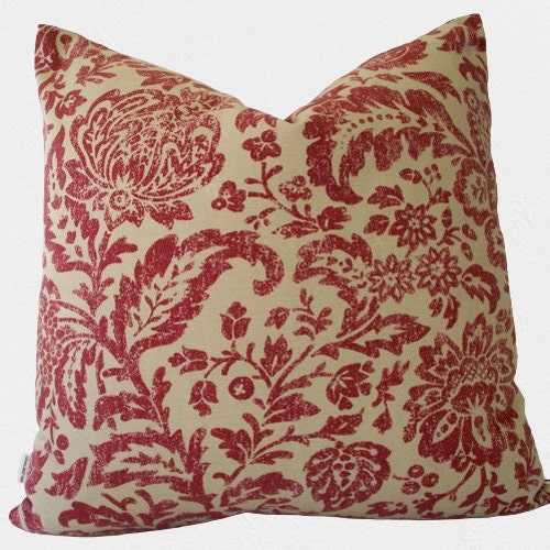 Red Pillow Cover Floral Pillow French Country Red Magnolia Etsy