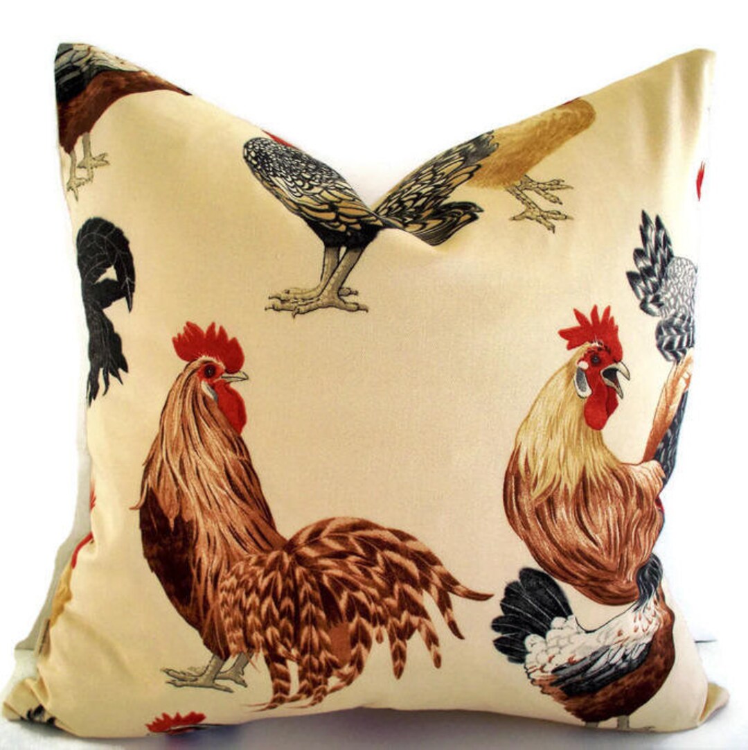 Rooster Pillow Cover Chicken Pillow Hen Pillow Farmhouse Etsy