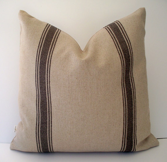 Black and Tan Pillow Cover Grain Sack Farmhouse Grain Sack Pillow Cover