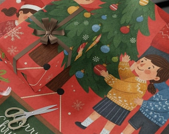 Papel de regalo navideño para niños / Papel de regalo festivo para las fiestas / Envoltorio divertido para regalos de Navidad / Papel de regalo navideño para niños / Decoración navideña