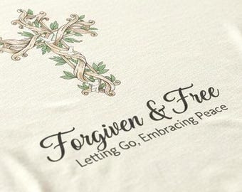 イエスの癒しのシャツ、許しのグラフィックTシャツ、ミニマリストのクリスチャン服、恵みと慈悲のTシャツ、聖書の慰めの色彩の信仰に基づいた贈り物
