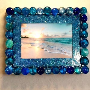 Handmade Custom Gem and Glitter Mosaic Picture Frames in Vibrant Jewel Tones| Gem and stone picture frame| Gifts for her | Bachelorette gift