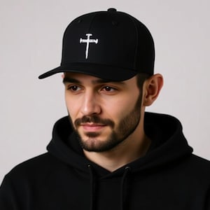 Nails cross hat flex fit three nails baseball hat religious christian hats for men women, 3 nails snapbackhat, mens fitted hat,flat bill hat