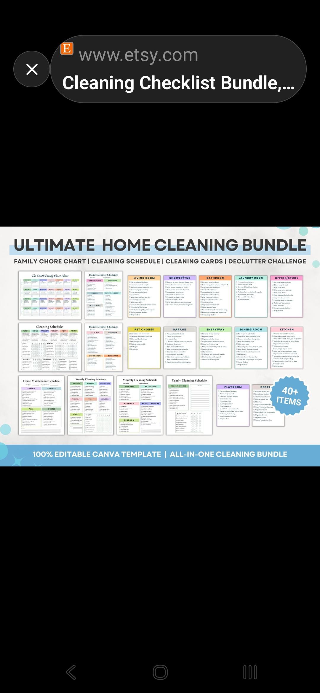 Mega Cleaning Checklist Bundle Printable and Fillable PDF Weekly Room ...