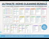 Mega Cleaning Checklist Bundle Printable and Fillable PDF Weekly Room by Room Daily Monthly Cleaning Planner Instant Download